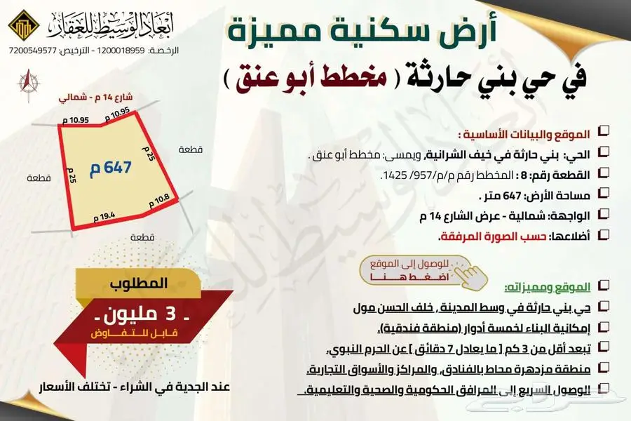 ارض سكنية في مخطط ابو عنق 0