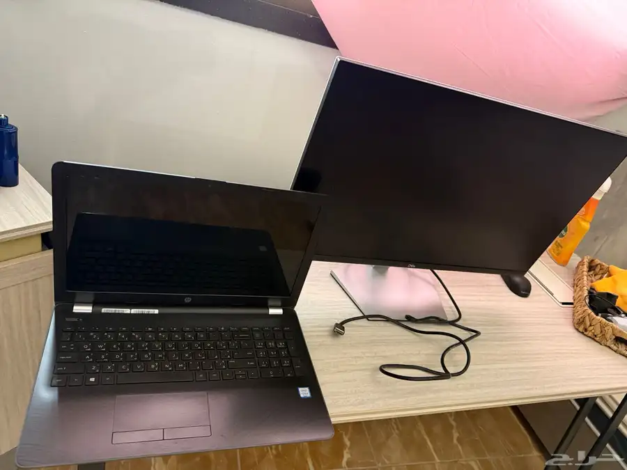 مكتب كامل جهاز لابتوب وشاشه 4
