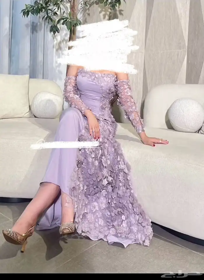 فستان مناسبات انيق وفخم نظيف وشبه جديد مقاسM L-جده 0