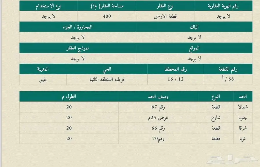 للبيع ارض في قرطبه بقيق 1