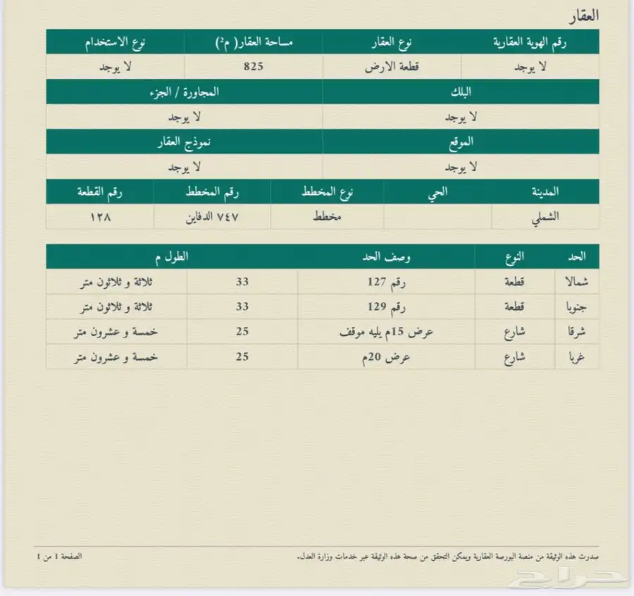 ارض شارعين بالدفاين التابع لشملي 0