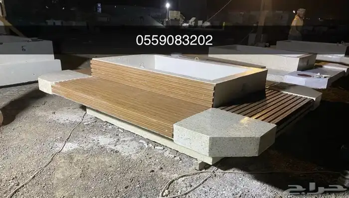 كراسي خرسانية وحاويات واحواض للحدائق 5