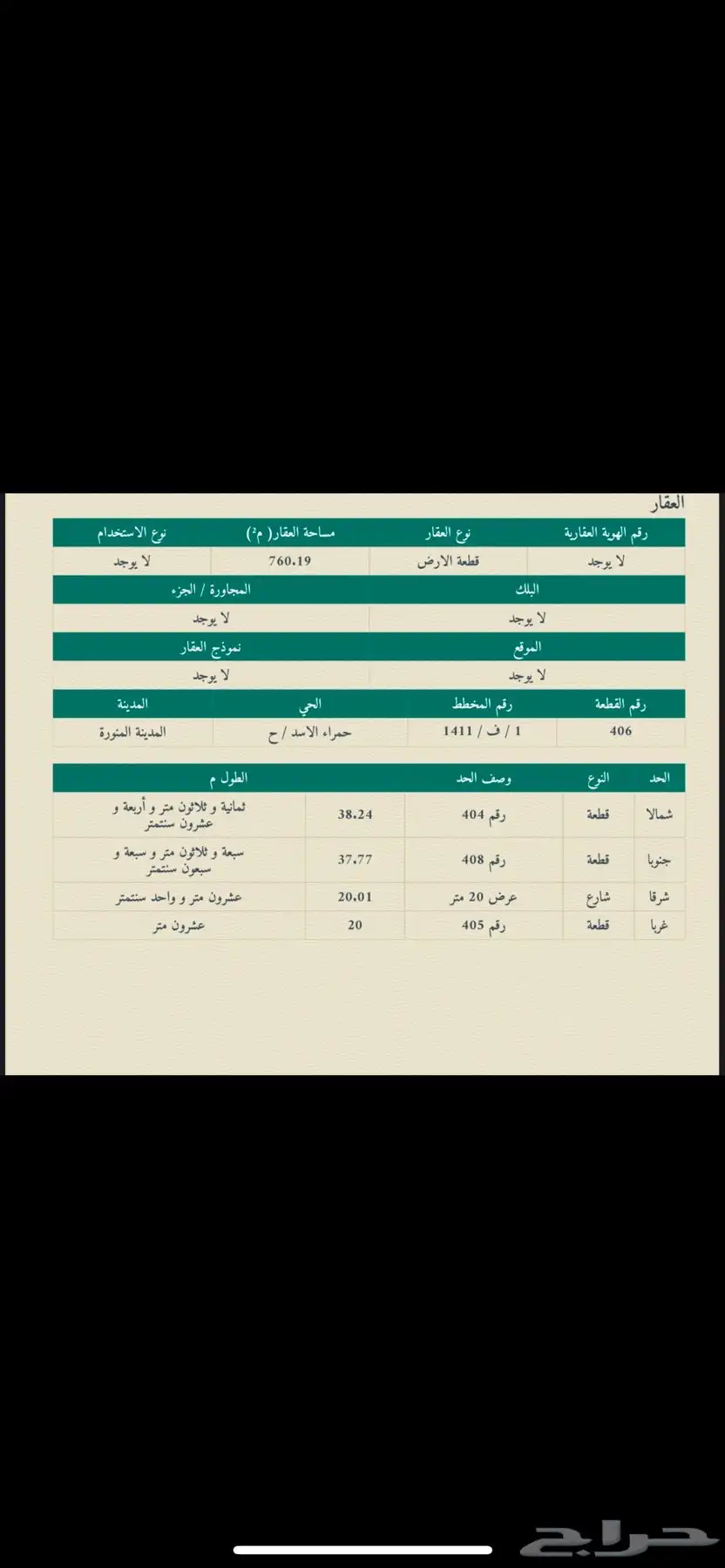 ارض للبيع حي حمراء اسد موقع مميز 0
