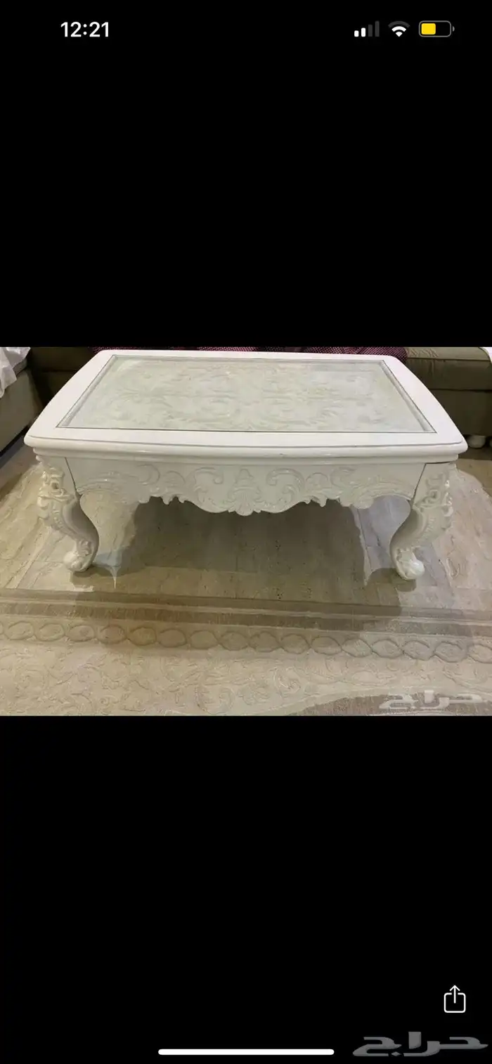 طاولة كبيرة قهوة قزاز بيضاء 1