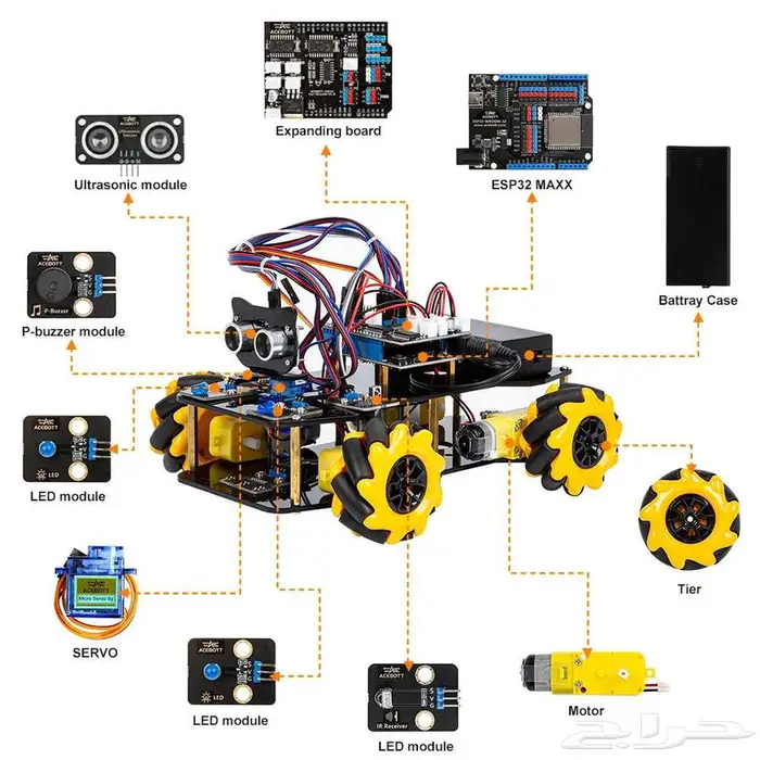 ESP32 مجموعة سيارة روبوت ذكية للتحكم عن بعد برمجة Arduino 4