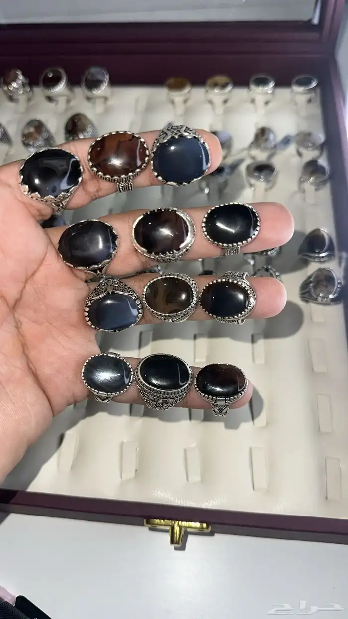 خواتم فضة عيار 925 بأحجار عقيق 1