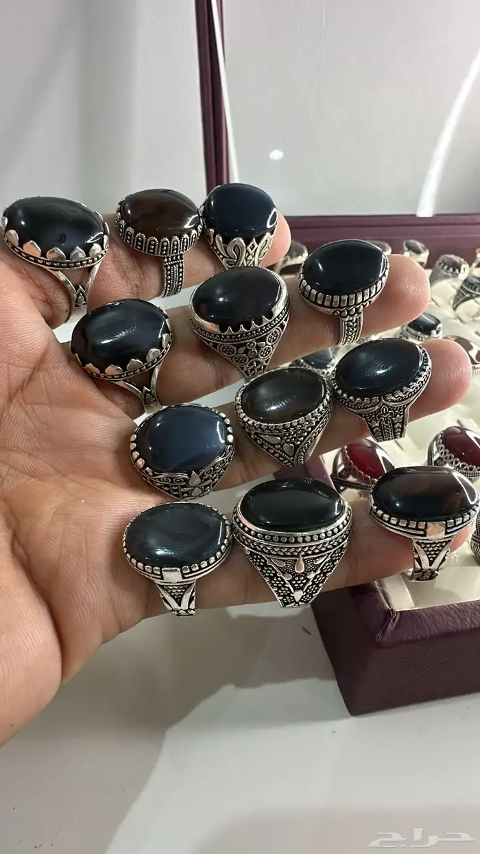 خواتم فضة عيار 925 بأحجار عقيق 0
