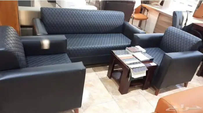 طقم كنب جلد فخم لون اخضر و كنب مكتبي كلو ألوان متوفر 2