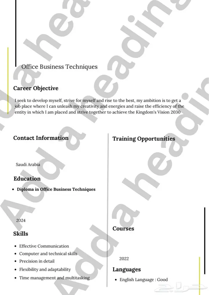 سيرة ذاتية Cv 5