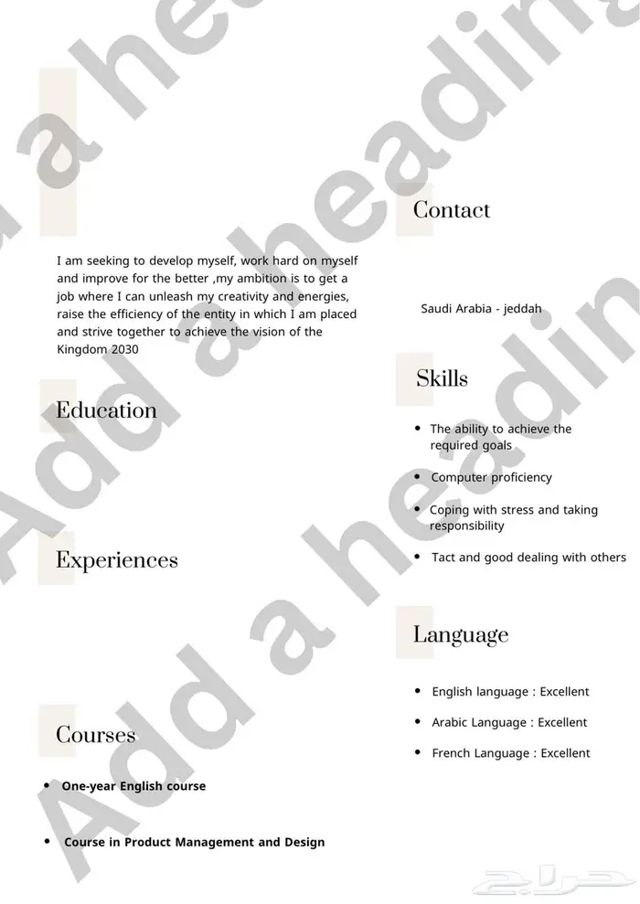 سيرة ذاتية Cv 4