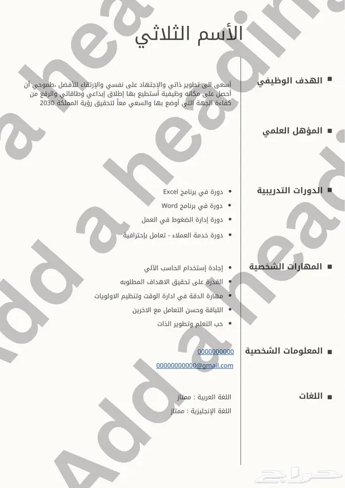 سيرة ذاتية Cv 0