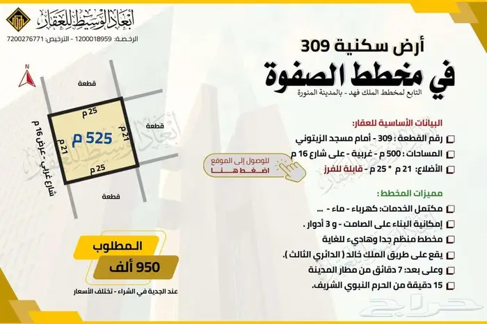 ارض مفروزة في مخطط الصفوة في الملك فهد في المدينة المنورة 10