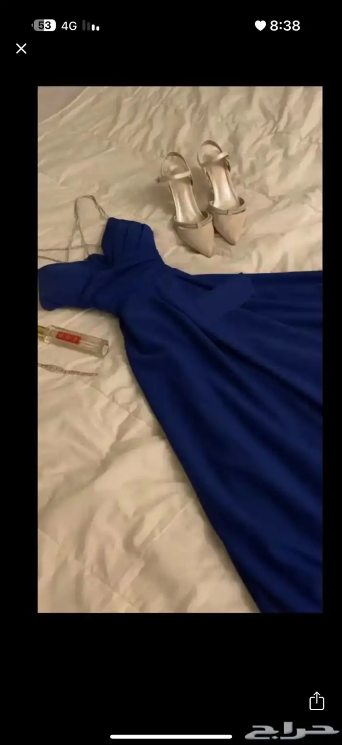 العنوان  فستان سهرة أزرق ملكي أنيق   مقاس S 0
