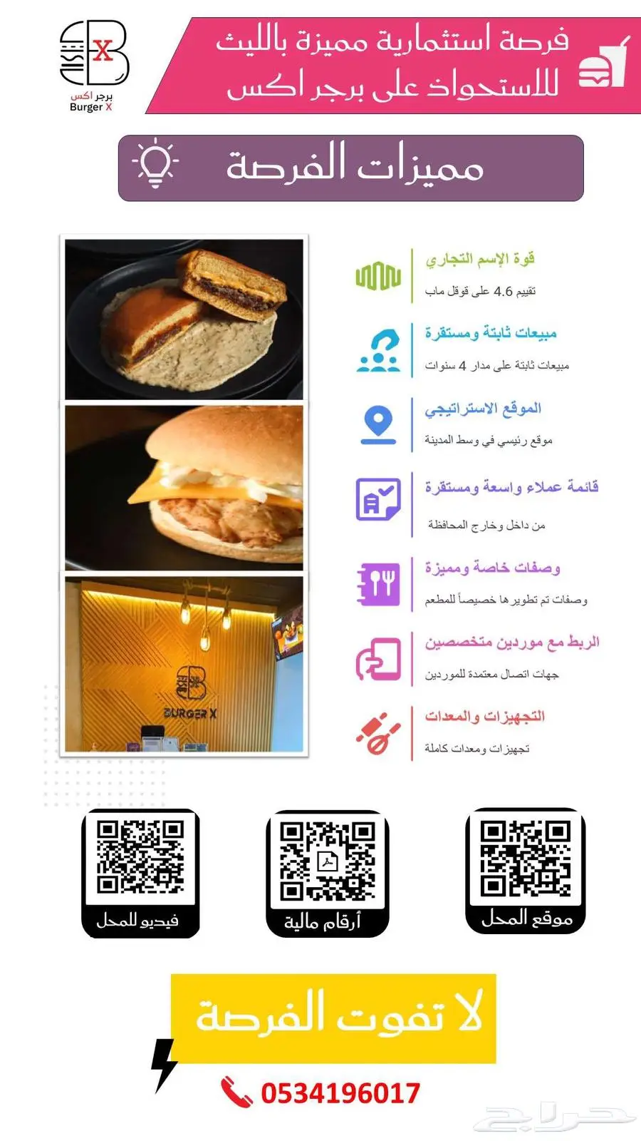 فرصة استثمارية مميزة للاستحواذ على مطعم برجر 0