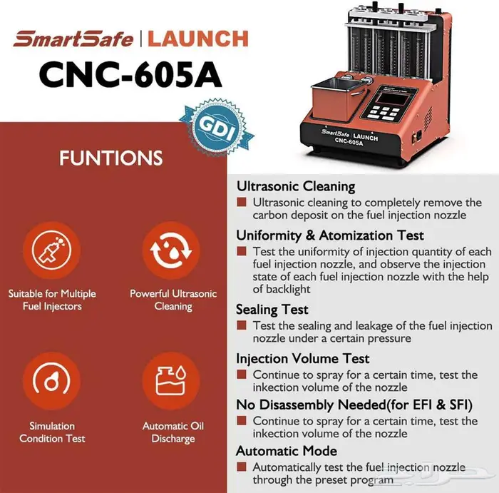 Launch جهاز تنظيف وفحص البخاخات من لانش Launch CNC605A 3
