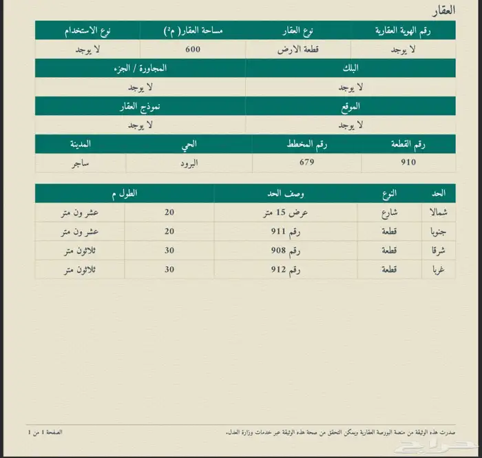 ارض بمخطط البرود ساجر ( منطقه الرياض) 45 صافي 0