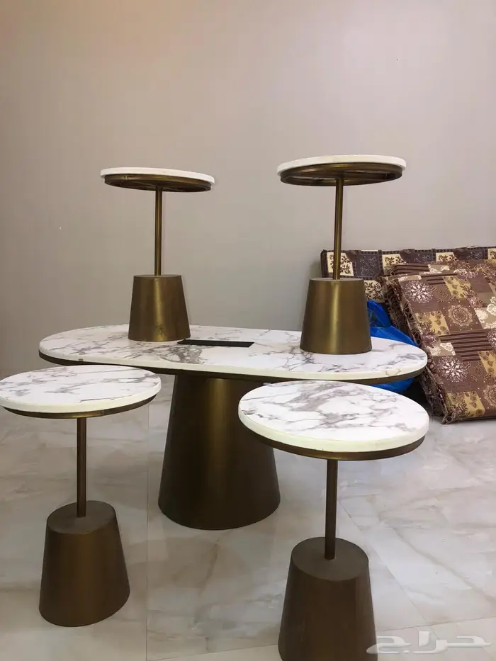 طاولة مدخل رخام مع طاولات ضيافة 4