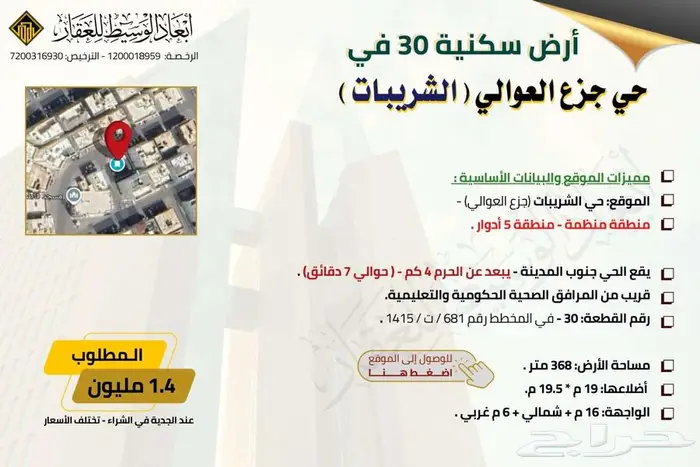 ارض سكنية للبيع في مخطط رابية المدينة المنورة - مخطط العطير 4