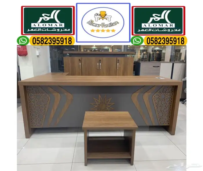 طقم مكتب مدير و طاولات مكاتب إداريه مع دولاب و جديد كراسي 1