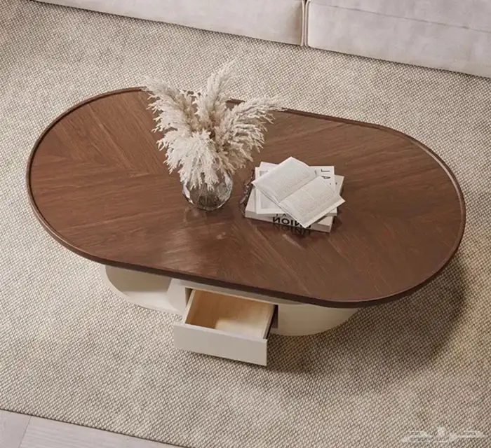 طاوله مودرن بيج و بني غامق ابداعي التصميم 0