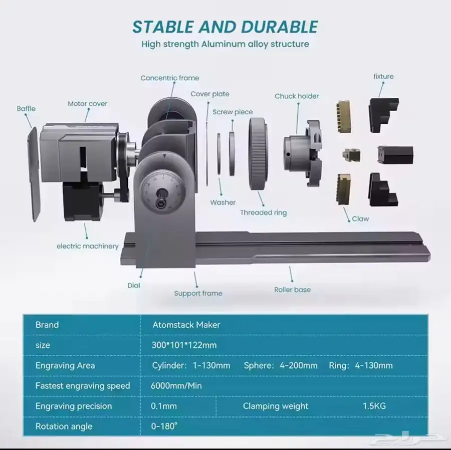 AtomStack R1 PRO Laser Engraver Rotary Roller Set 1