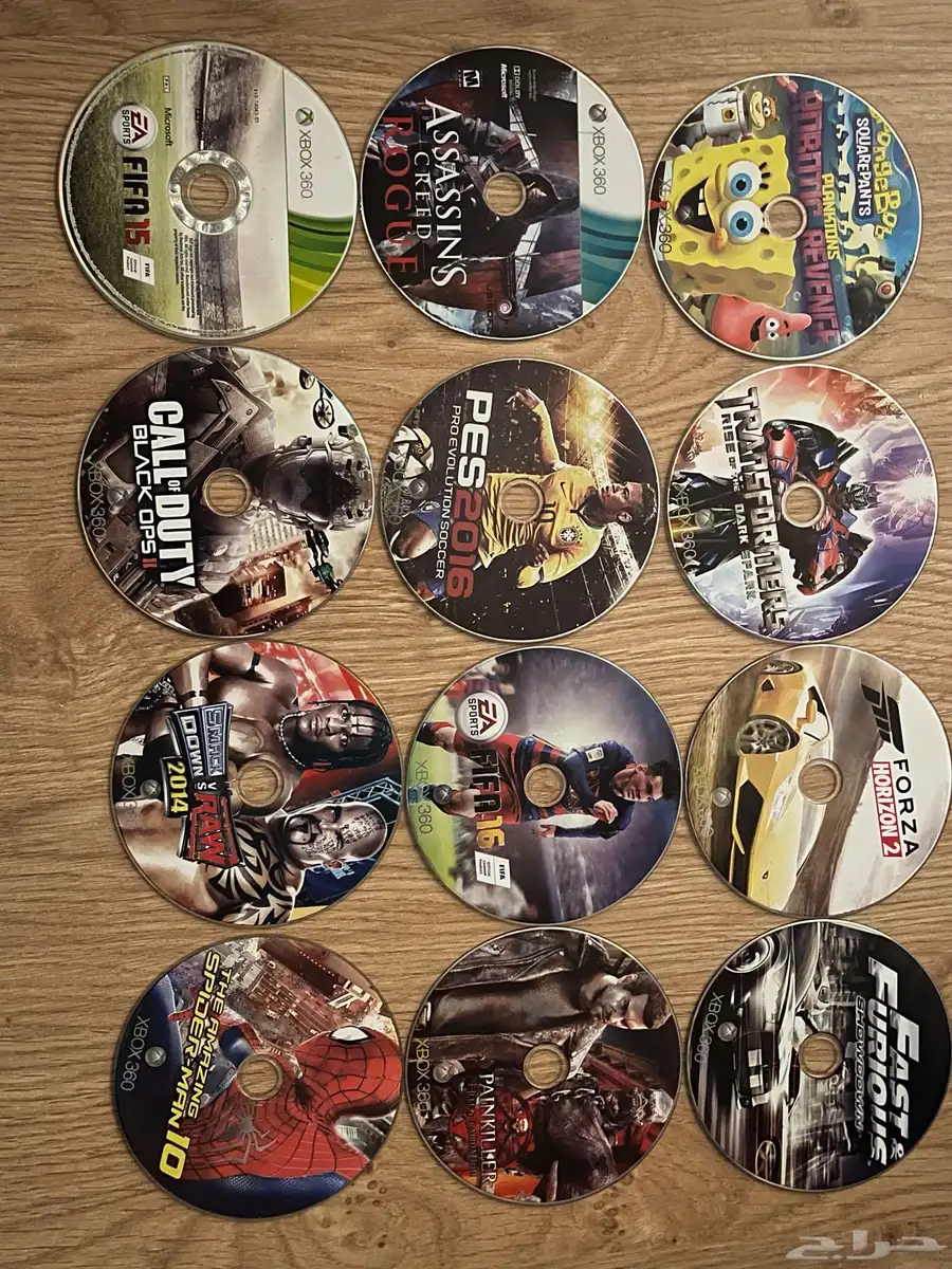 للبيع جهاز Xbox 360 ويد و12 شريط 3