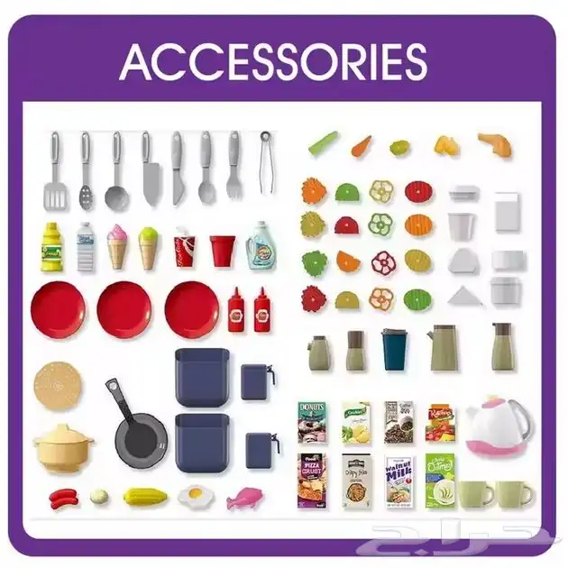 مطبخ لعب للأطفال بتصميم ستاند - مطبخ للبنات مع ملحقات مميزة 7