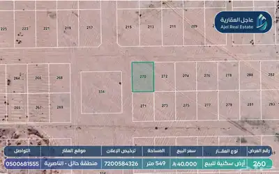 ارض سكنية للبيع بمنطقة حائل - الناصرية 1