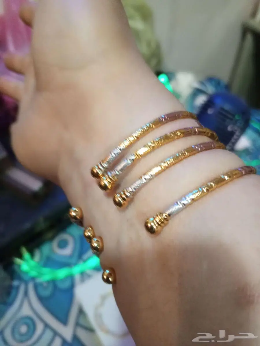معاضد مطاطيه ذهب مطلي عيار 18 تشكيلة لون ذهب ابيض وردي اصفر 1