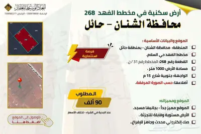 ارض سكنية 163   2 للبيع في مخطط الفهد في الشنان في حائل 8