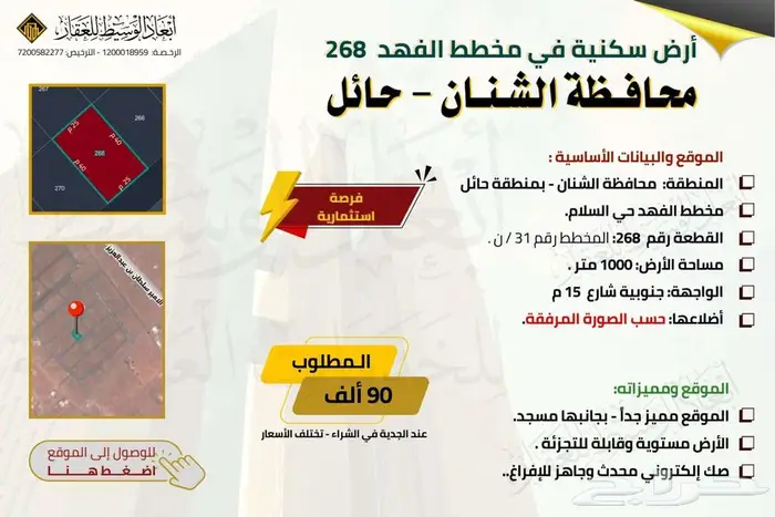 ارض سكنية 163   2 للبيع في مخطط الفهد في الشنان في حائل 8