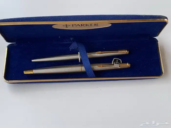 طقم اقلام باركر 45 فضي ريشه ذهب عيار 10K 7