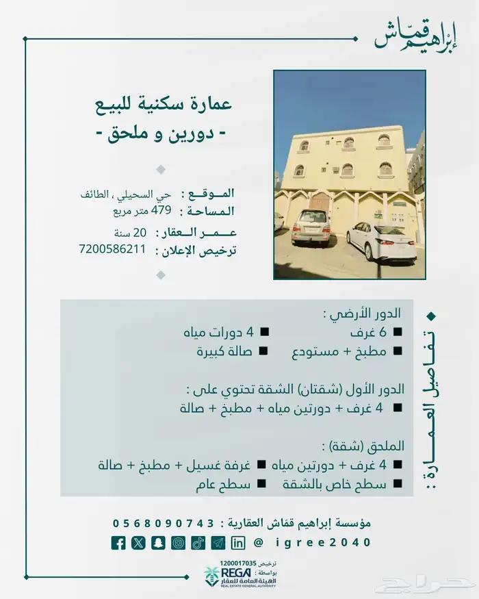 عمارة دورين السحيلي دور و3 شقق للبيع 0