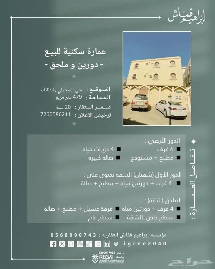 عمارة دورين السحيلي دور و3 شقق للبيع 1
