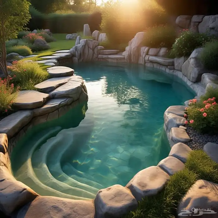 شلالات اندنيسي. صخريه وجزوع اشجار وجديات ضخريه 2