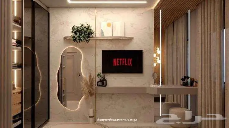 ديكور خلفية شاشه مدخل مرايه خلفية سرير 0
