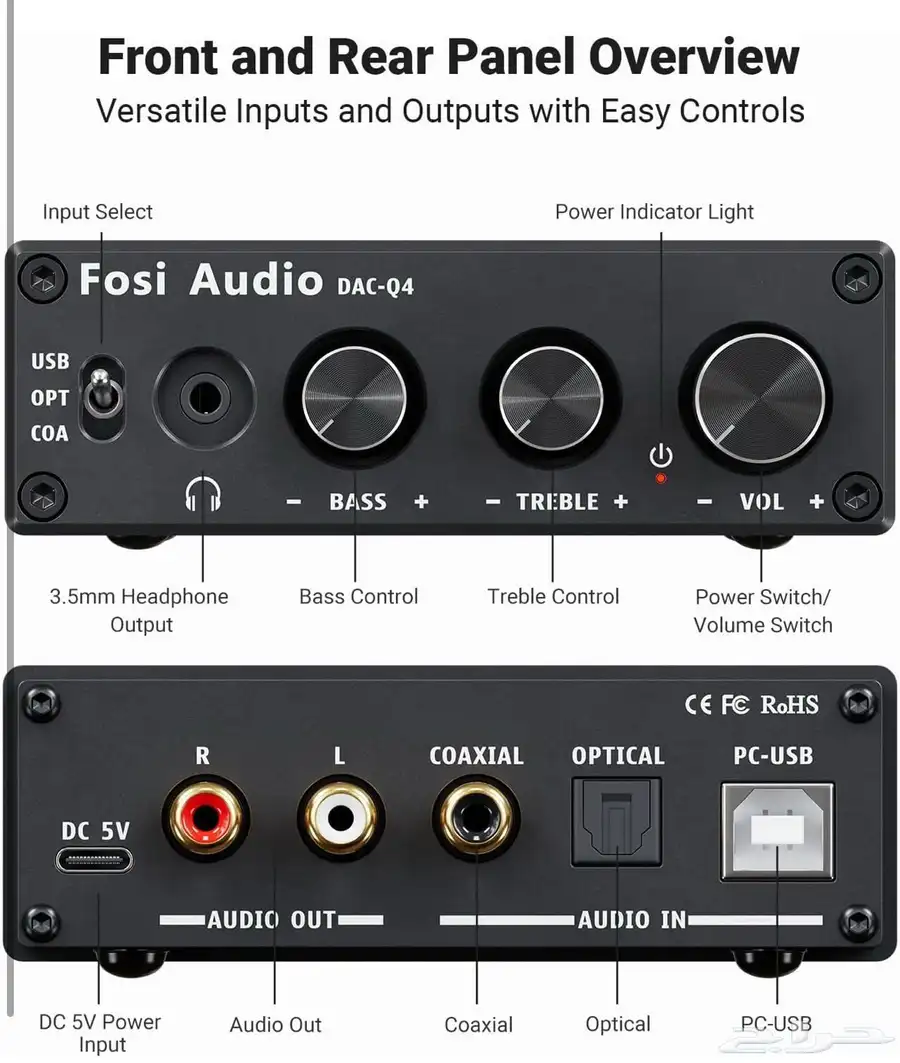 Fosi Audio DAC-Q4 - DAC يشغل الى 200ohmصوت مضخم 1