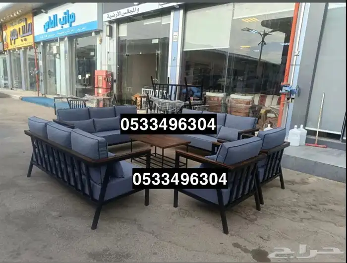 طقم جلسة خارجية كراسي طاولات كامل جاهز تفصيل خشب حديد اطقم 3