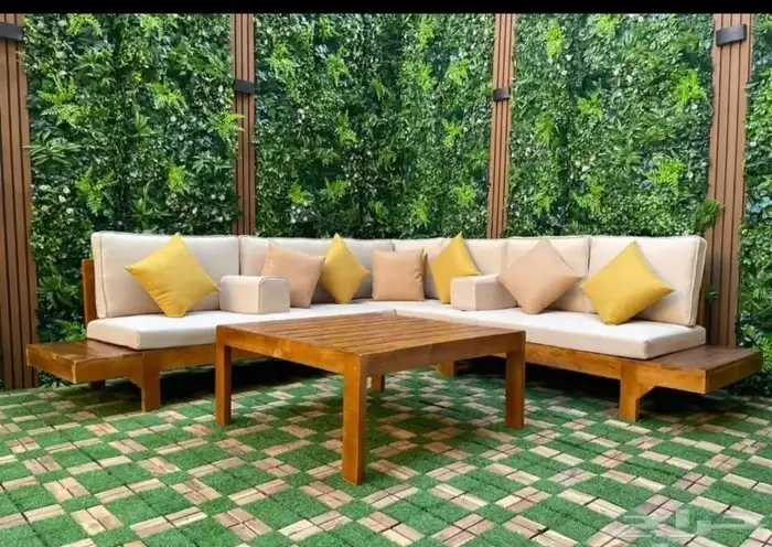 طقم جلسة خارجية كراسي طاولات كامل جاهز تفصيل خشب حديد اطقم 15