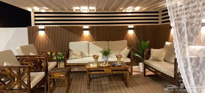 طقم جلسة خارجية كراسي طاولات كامل جاهز تفصيل خشب حديد اطقم 40