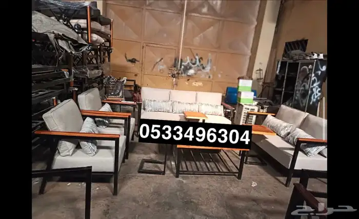 طقم جلسة خارجية كراسي طاولات كامل جاهز تفصيل خشب حديد اطقم 2