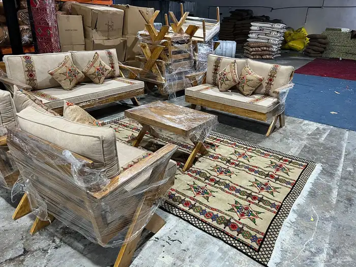 طقم جلسة خارجية كراسي طاولات كامل جاهز تفصيل خشب حديد اطقم 9