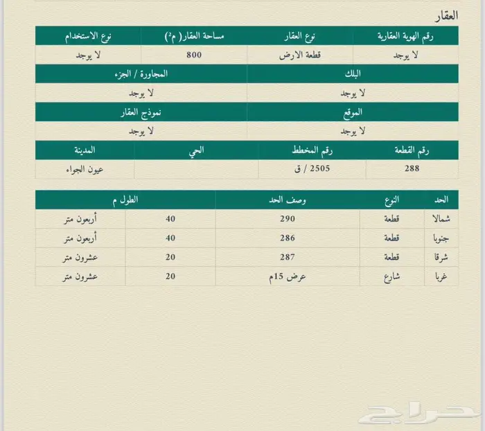 أرض للبيع عيون الجواء 0