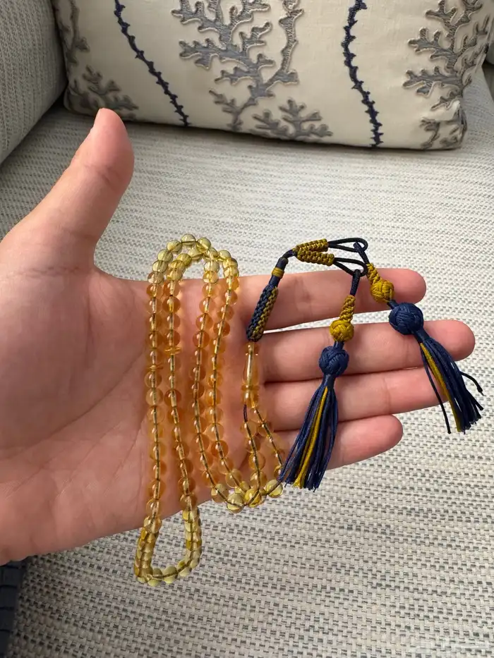 سبحة كهرمان شفاف 0