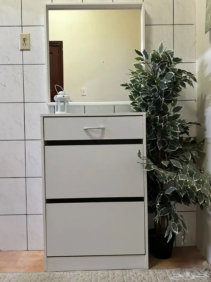 بيع لوحتين  طاولة الاحذية مع مرايا وحدة رفوف تخزين 2