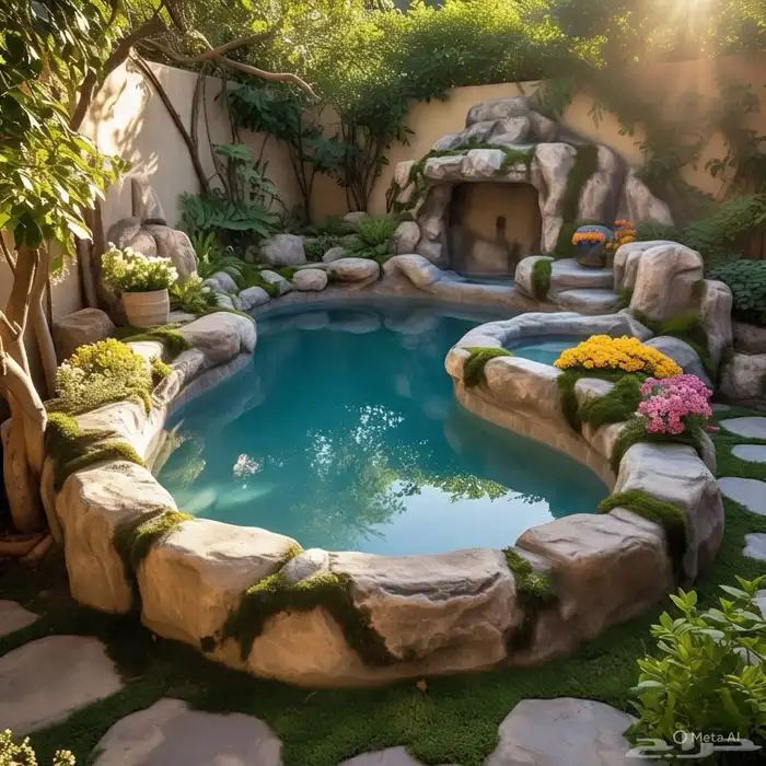 تصميم وتنفيذ شلالات اندنيسي صخري وجدريات صخريه 5