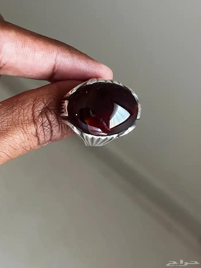 خاتم عقيق كرزي مزعفر 0
