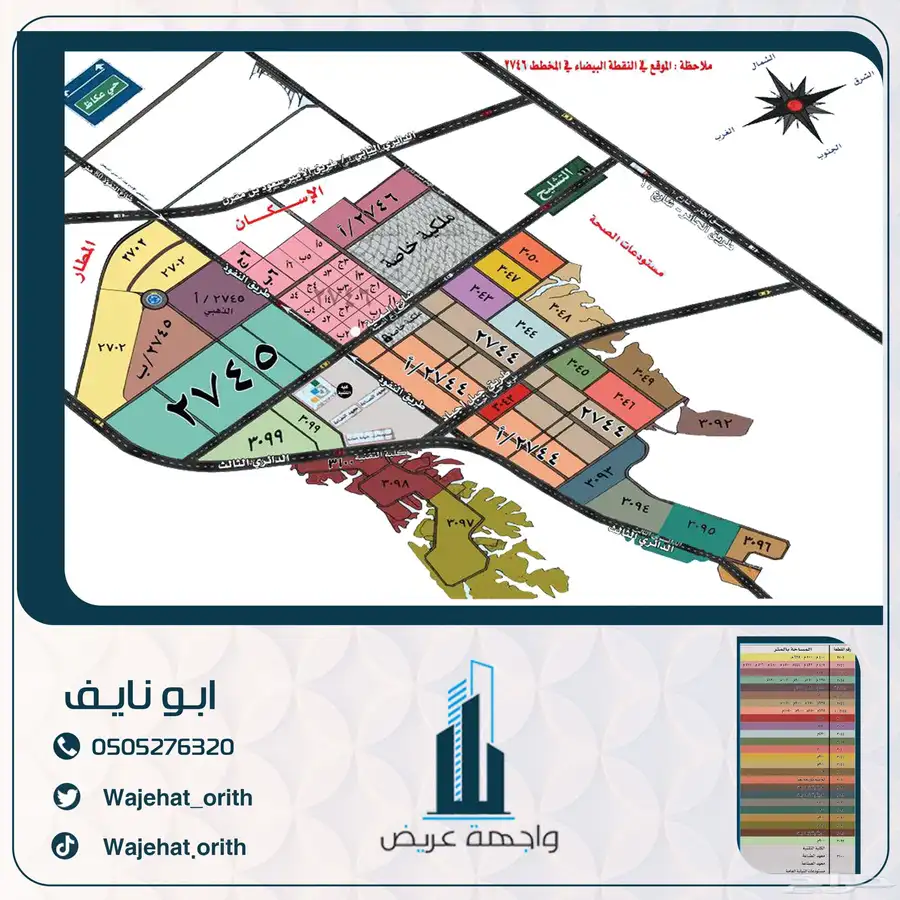 ارض للبيع في مخططات عريض 250 م شارعين 1