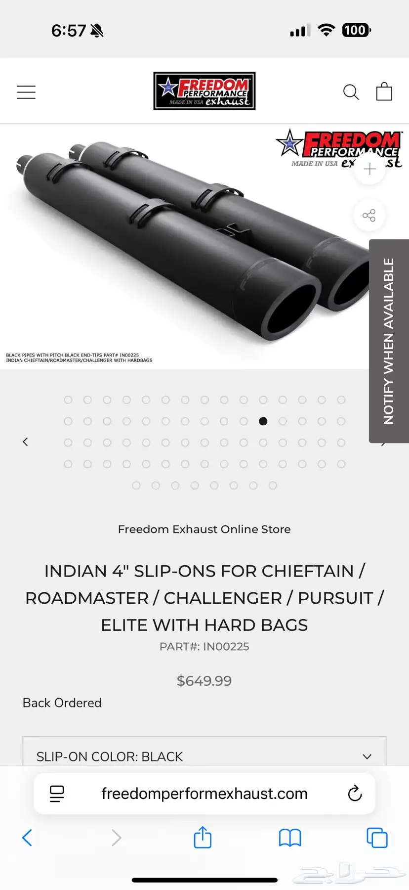 مفلر فريدوم INDIAN 4  SLIP-ONS Freedom 0