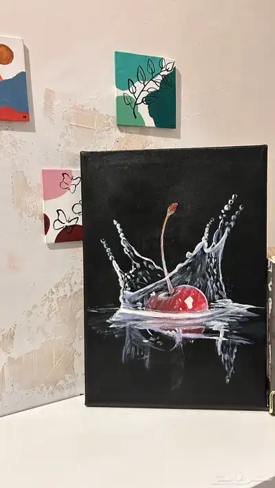 لوحة رسم يدوي اكرليك قطرة كرز 1